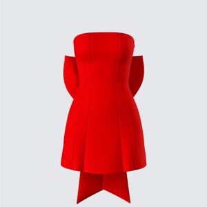 Beautiful red dresss with bow detail in back.